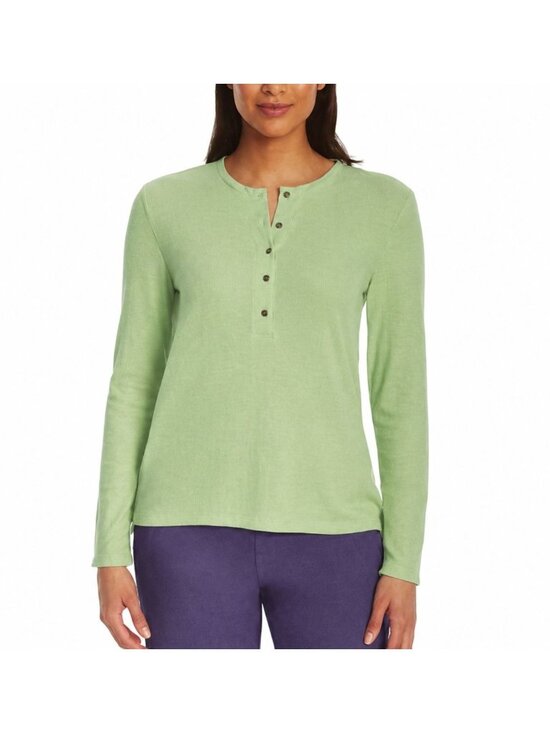 G.H. Bass & Co. Tops - G.H. Bass & Co. Womens Small Green Textured Henley Long Sleeve Top